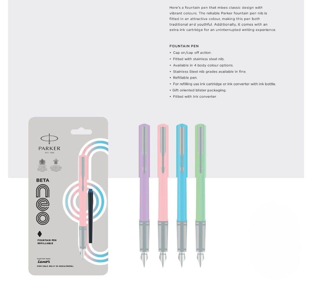 Parker Beta Neo Pastel Fountain Pen